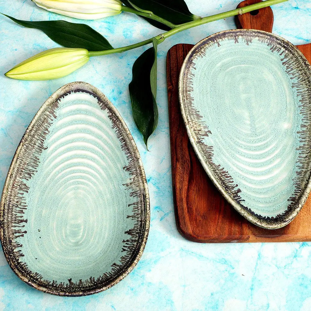 Peppermint Ceramic Leaf Serving Platter Amalfiee_Ceramics