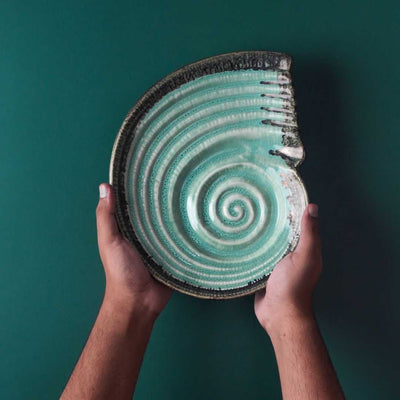 Peppermint Ceramic Serving Shell Platter Amalfiee_Ceramics