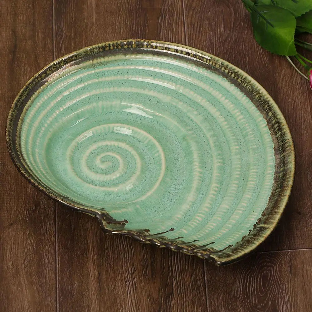 Peppermint Ceramic Serving Shell Platter Amalfiee_Ceramics