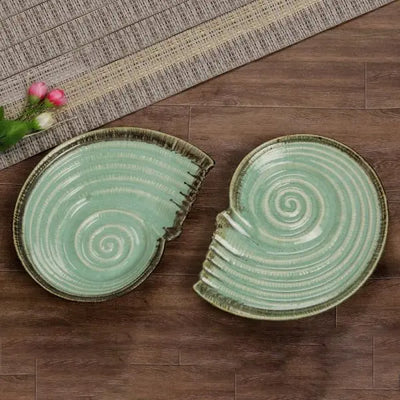 Peppermint Ceramic Serving Shell Platter Amalfiee_Ceramics