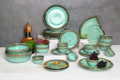 Peppermint Grand Premium Handmade Ceramic dinner set 82pc Amalfiee_Ceramics