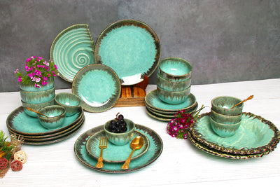 Peppermint Grand Premium Handmade Ceramic dinner set 82pc Amalfiee_Ceramics