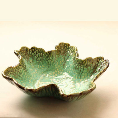 Peppermint Large Leaf Ceramic Serving Bowl Amalfiee_Ceramics