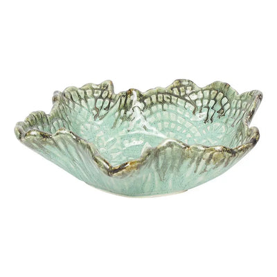 Peppermint Large Leaf Ceramic Serving Bowl Amalfiee_Ceramics