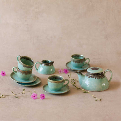 Peppermint Lavish Ceramic Tea Set of 7 Pieces Amalfiee Ceramics
