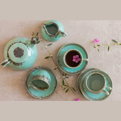 Peppermint Lavish Ceramic Tea Set of 7 Pieces Amalfiee Ceramics