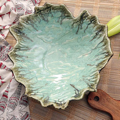 Peppermint Leaf Ceramic Serving Bowl Amalfiee_Ceramics