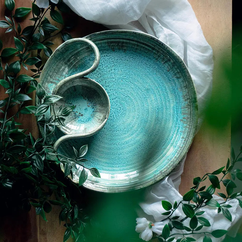 Peppermint Round Chip & Dip Serving Platter Amalfiee_Ceramics