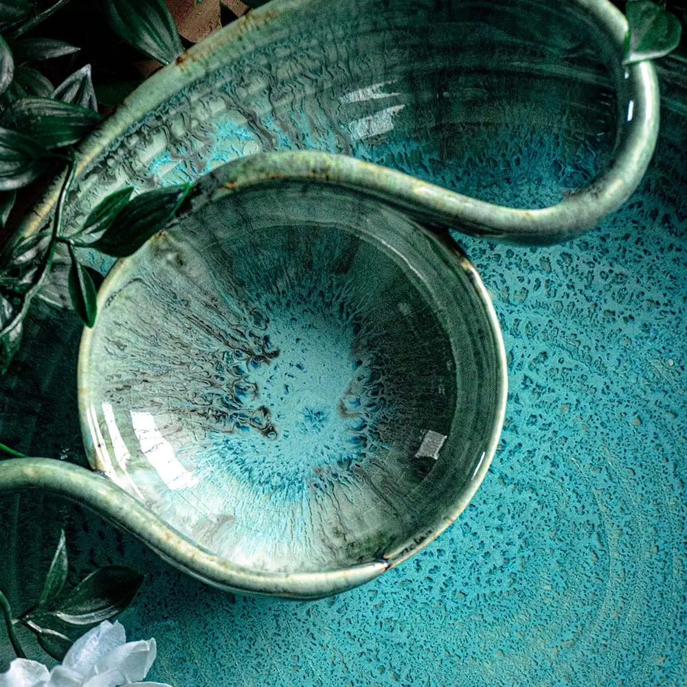 Peppermint Round Chip &amp; Dip Serving Platter Amalfiee_Ceramics