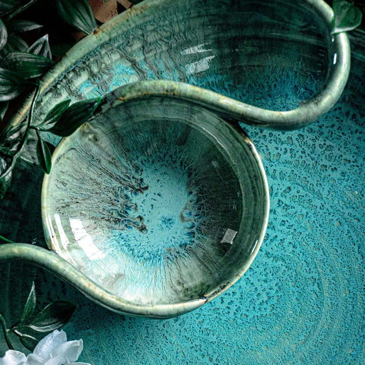 Peppermint Round Chip &amp; Dip Serving Platter Amalfiee_Ceramics
