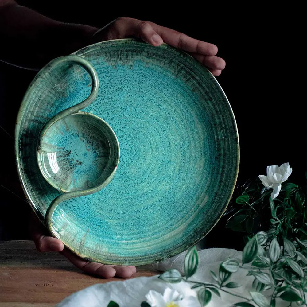 Peppermint Round Chip &amp; Dip Serving Platter Amalfiee_Ceramics