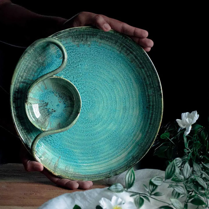 Peppermint Round Chip &amp; Dip Serving Platter Amalfiee_Ceramics