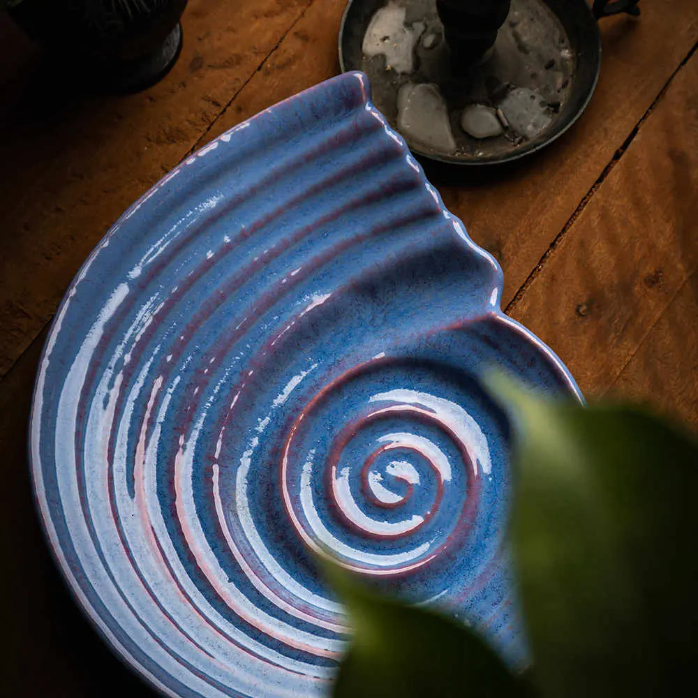 Periwinkle Ceramic Shell Serving Platter Amalfiee_Ceramics