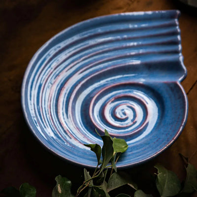 Periwinkle Ceramic Shell Serving Platter Amalfiee_Ceramics