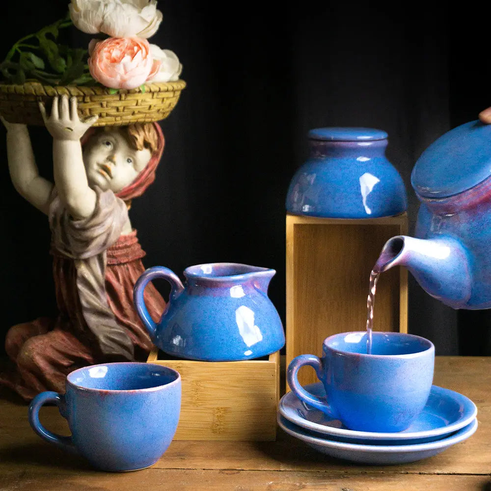 Periwinkle Grand Premium 6 Ceramics Tea set of 11 Pcs Amalfiee_Ceramics