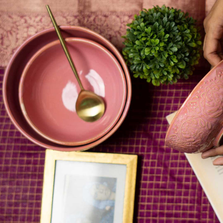 Pink Blush Ceramic Serving Bowls Amalfiee Ceramics