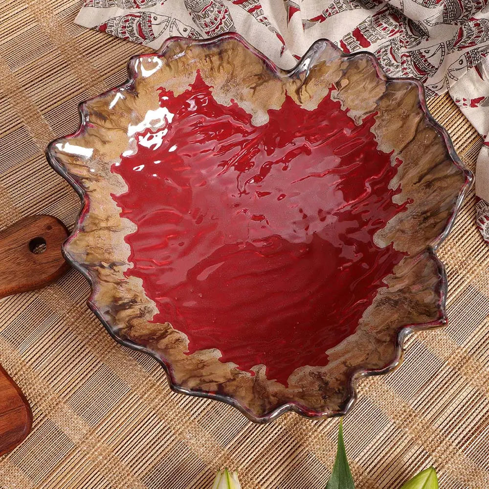 Raajsi 11" Ceramic Large Leaf Serving Bowls Amalfiee_Ceramics