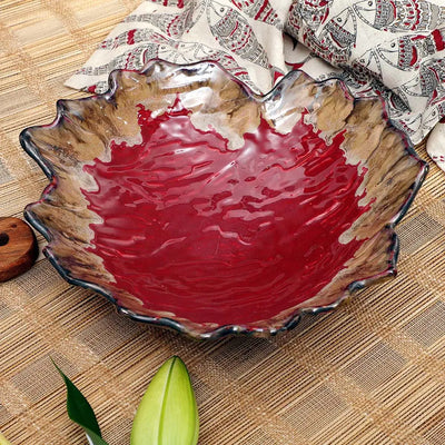 Raajsi 11" Ceramic Large Leaf Serving Bowls Amalfiee_Ceramics