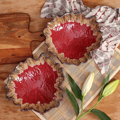 Raajsi 11" Ceramic Large Leaf Serving Bowls Amalfiee_Ceramics