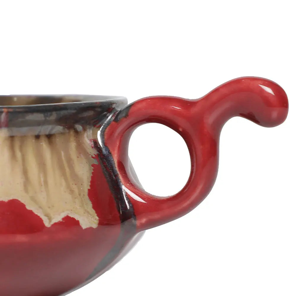 Raajsi Mher-o-Maah Red and Beige Ceramic cup and saucer Amalfiee_Ceramics