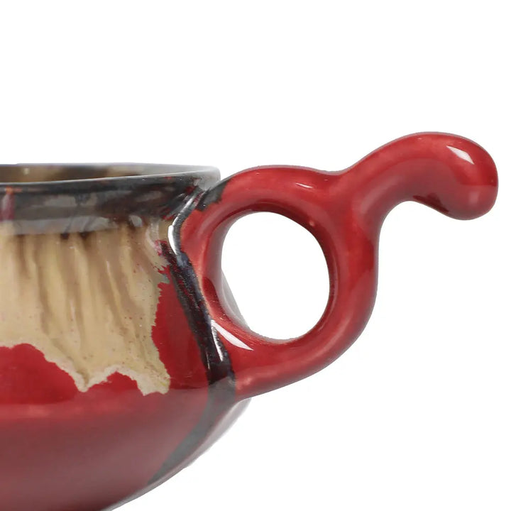 Raajsi Mher-o-Maah Red and Beige Ceramic cup and saucer Amalfiee_Ceramics