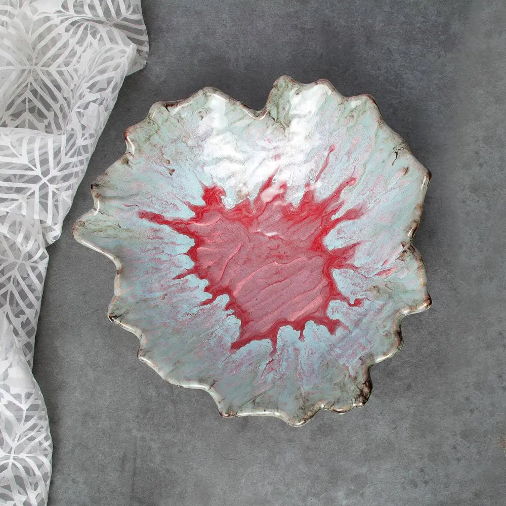 Rouge  11" Ceramic Leaf Serving Bowl Amalfiee Ceramics