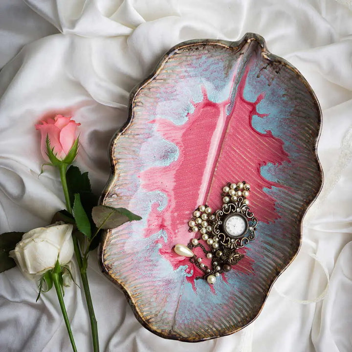 Rouge 9" Ceramic Serving Leaf Platter Bowl Amalfiee_Ceramics