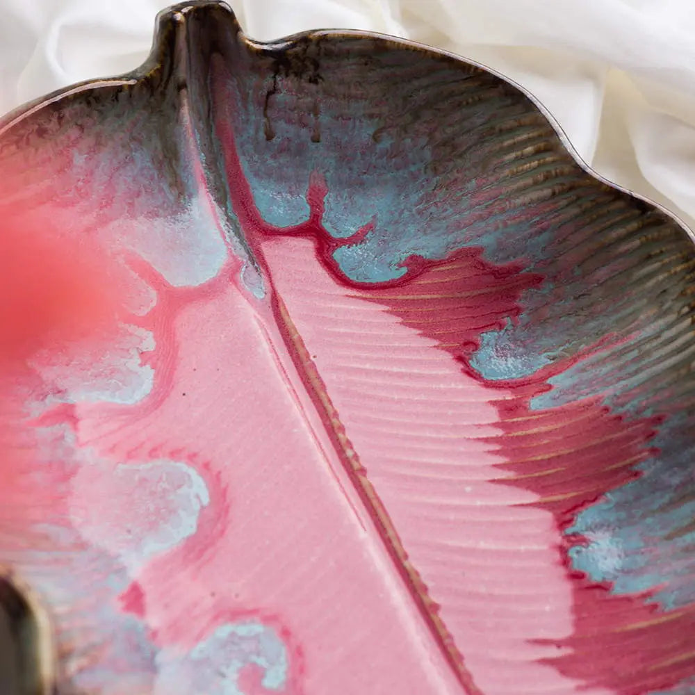 Rouge 9" Ceramic Serving Leaf Platter Bowl Amalfiee_Ceramics