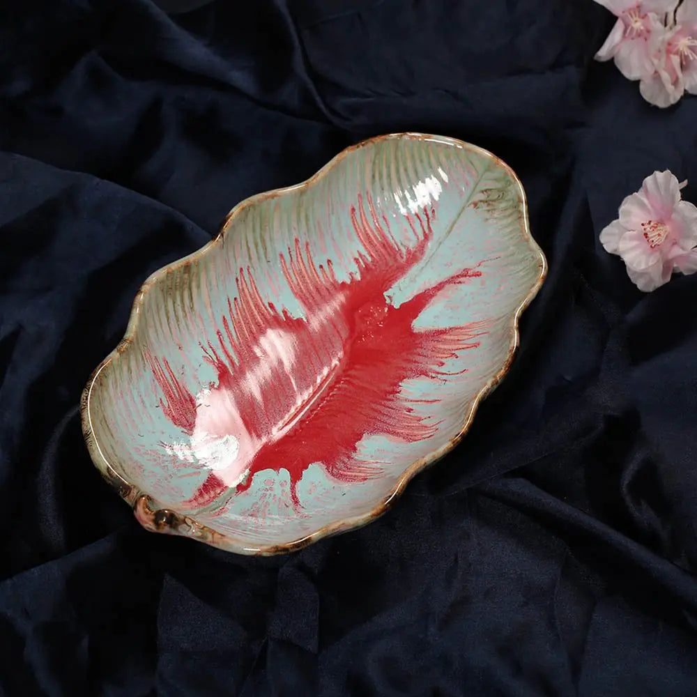 Rouge 9" Ceramic Serving Leaf Platter Bowl Amalfiee_Ceramics