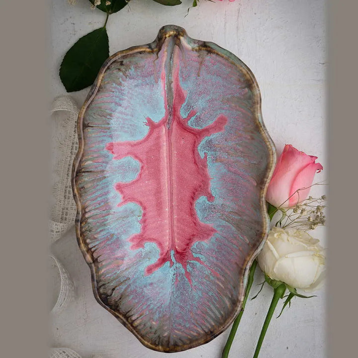 Rouge 9" Ceramic Serving Leaf Platter Bowl Amalfiee_Ceramics