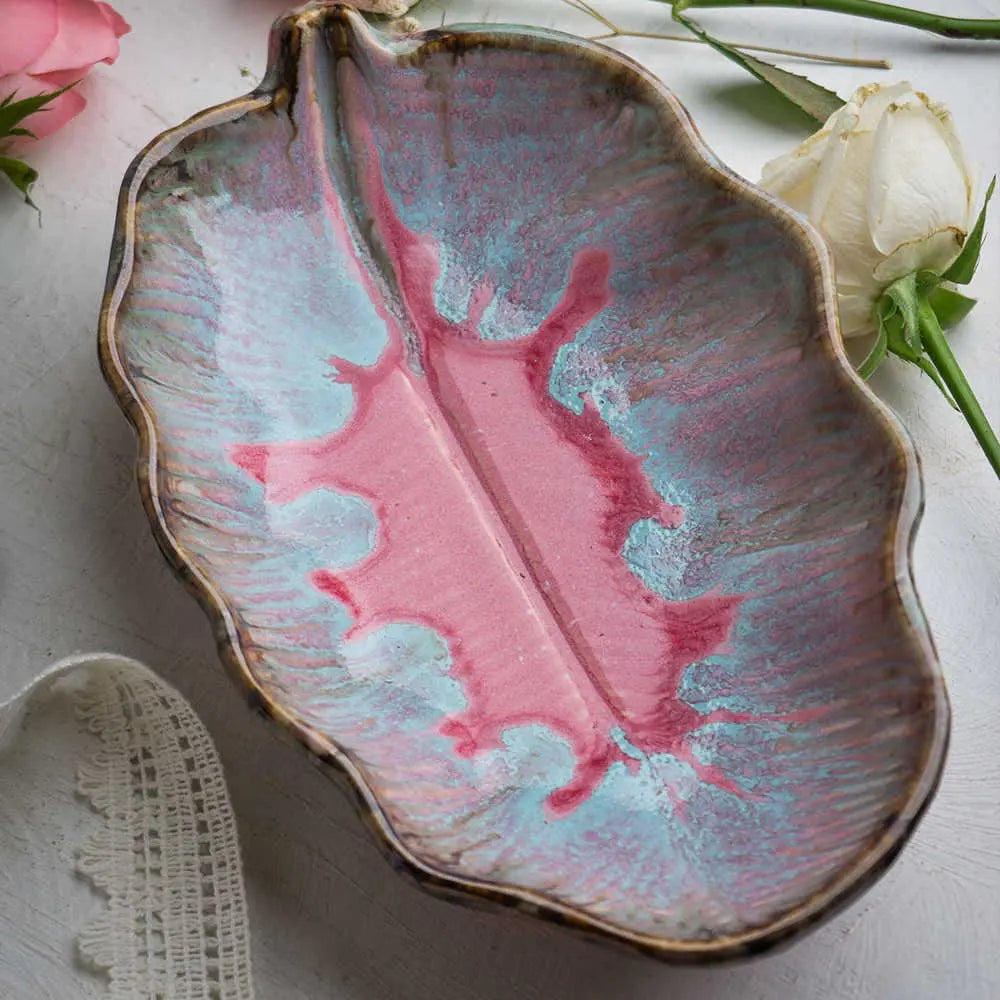 Rouge 9" Ceramic Serving Leaf Platter Bowl Amalfiee_Ceramics