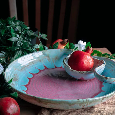 Rouge Ceramic Chip & Dip Serving Platter Amalfiee_Ceramics