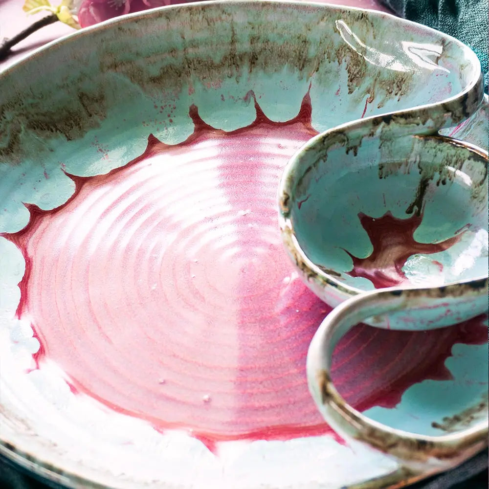 Rouge Ceramic Chip & Dip Serving Platter Amalfiee_Ceramics