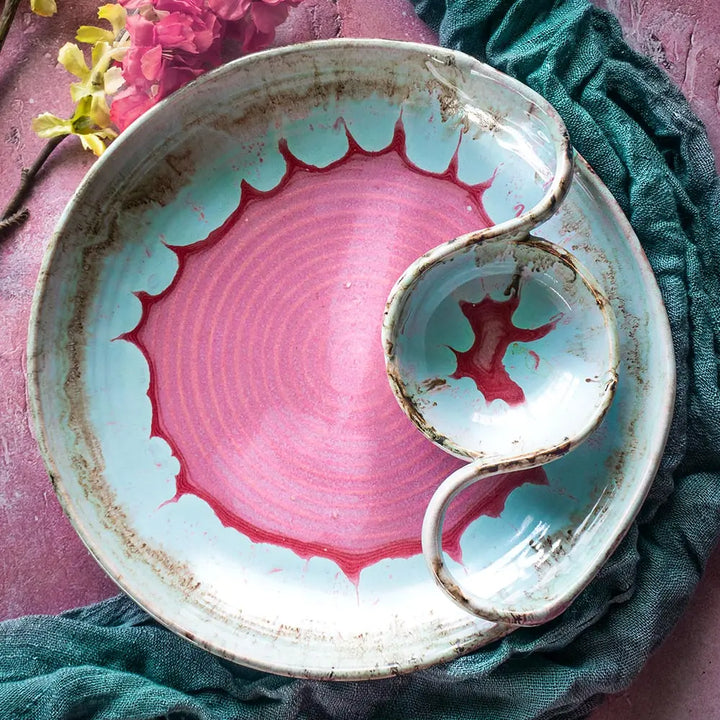Rouge Ceramic Chip &amp; Dip Serving Platter Amalfiee_Ceramics