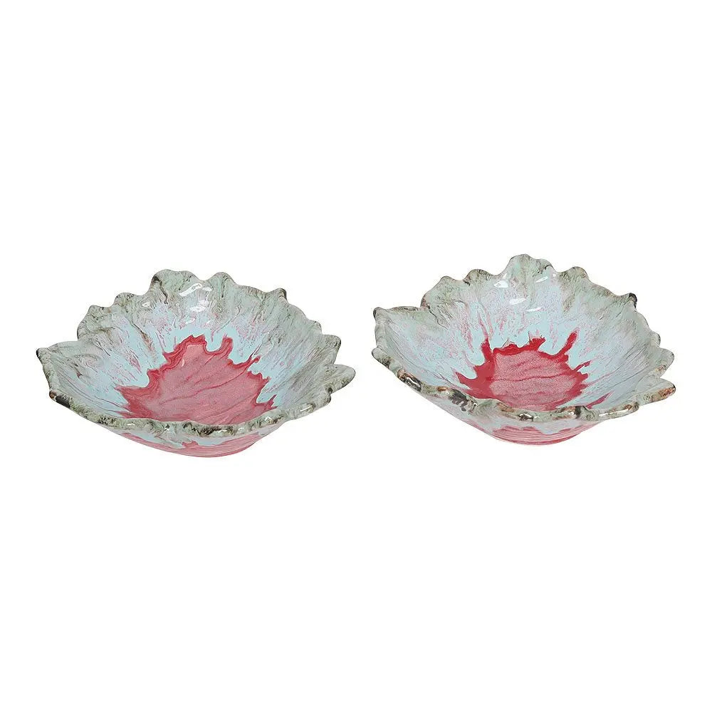 Rouge Leaf Ceramic Serving Bowl Set of 2 Amalfiee_Ceramics
