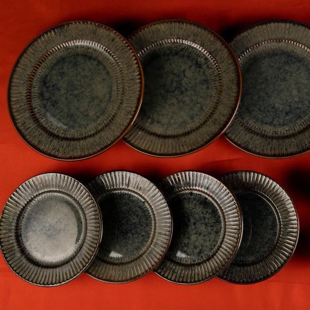 Sage Ceramic Quarter Dinner Plates (Set of 2) Amalfiee Ceramics