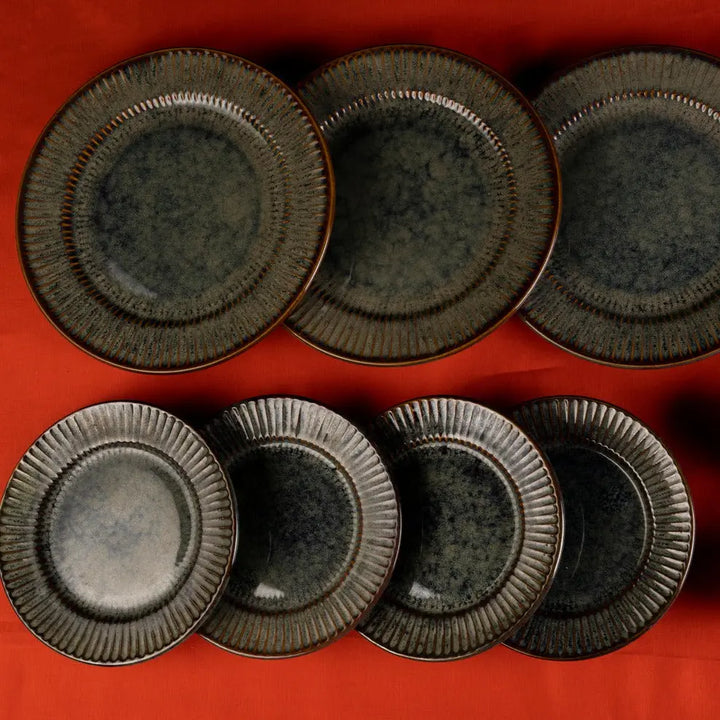 Sage Ceramic Quarter Dinner Plates (Set of 2) Amalfiee Ceramics