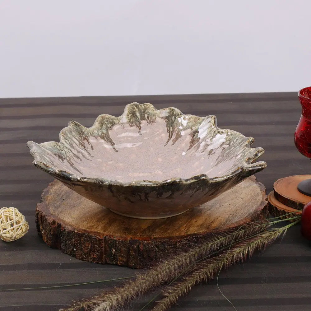 Sarvottam Ceramic Leaf Serving Bowl Amalfiee_Ceramics