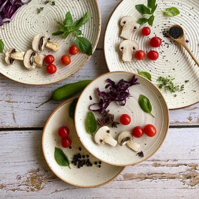 Shwet Handmade Ceramic Dinner Plate and Salad Plate Set (8 pcs set for 4) Amalfiee_Ceramics