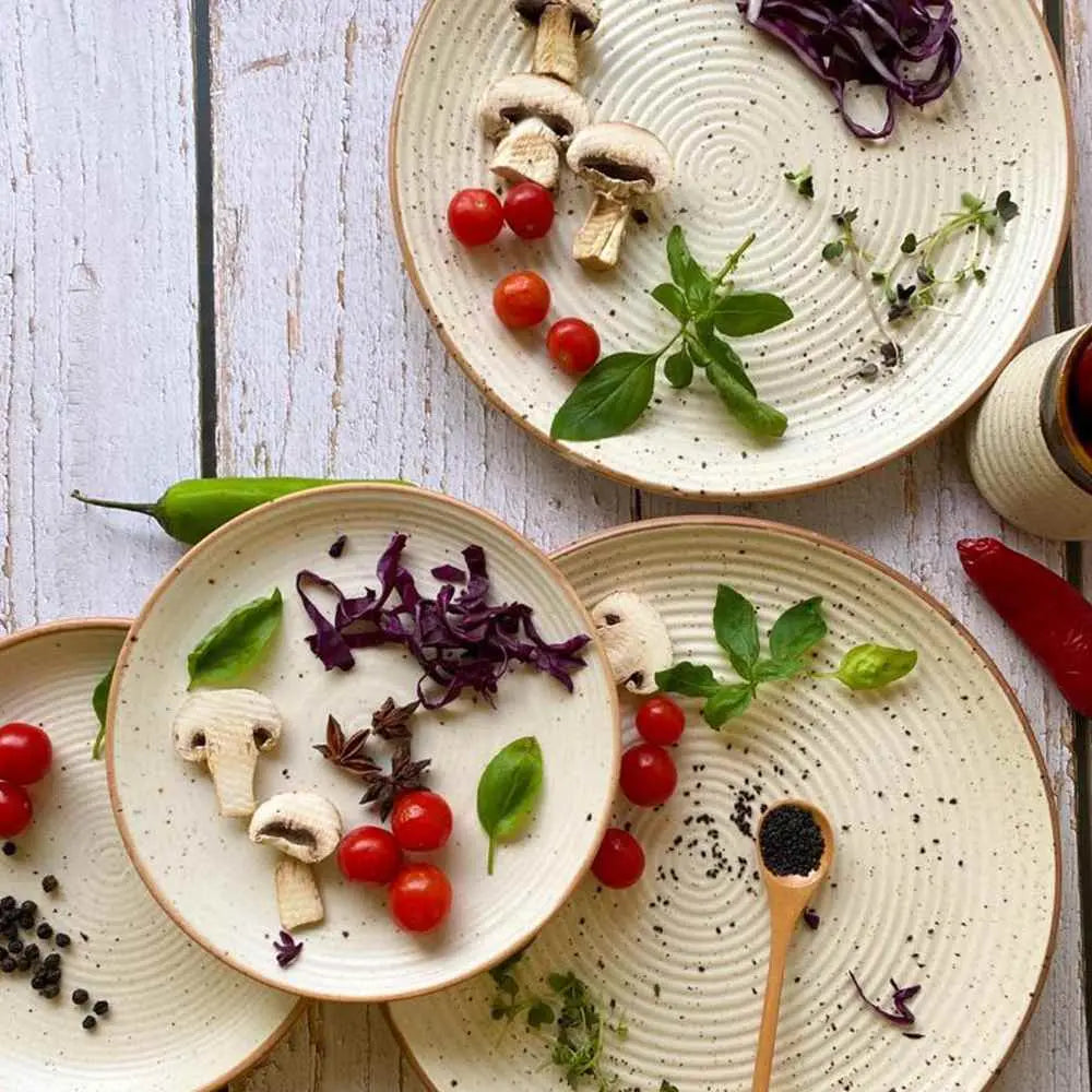 Shwet Handmade Exclusive Ceramic Dinner and Quarter Plate Set (4 pc) Amalfiee_Ceramics