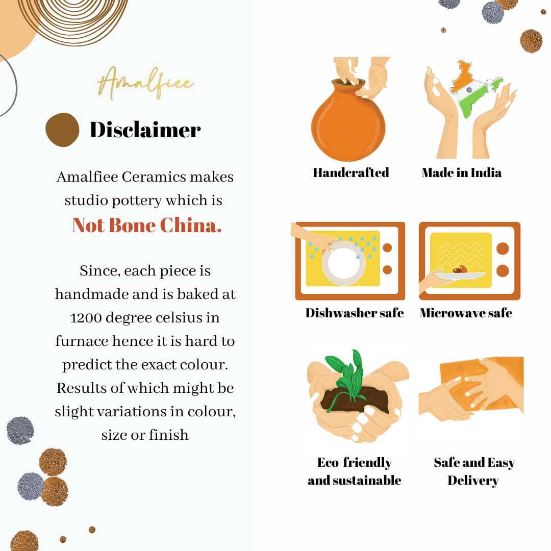 Shwet Handmade Exclusive Ceramic Dinner and Quarter Plate Set (4 pc) Amalfiee_Ceramics