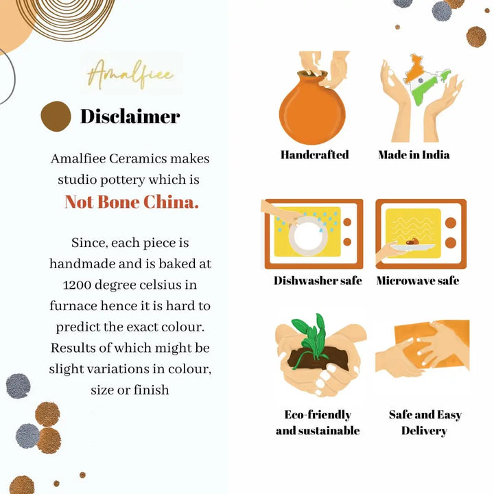 Shwet Premium Ceramic Medium Flat Plates Amalfiee Ceramics