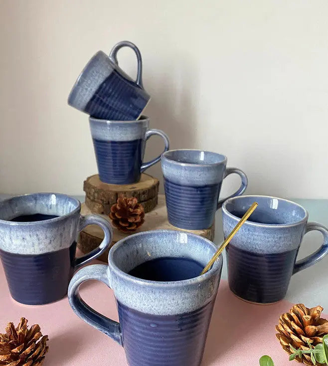 Snow Blue Ceramic Coffee Mug Set of 2 Amalfiee_Ceramics
