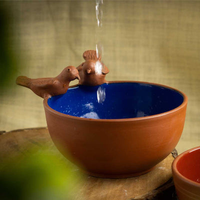 Terracotta Blue Bird Bowl Amalfiee Ceramics