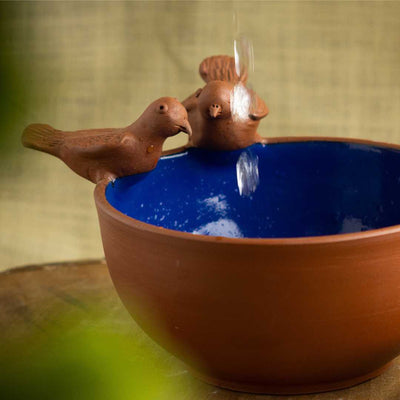 Terracotta Blue Bird Bowl Amalfiee Ceramics