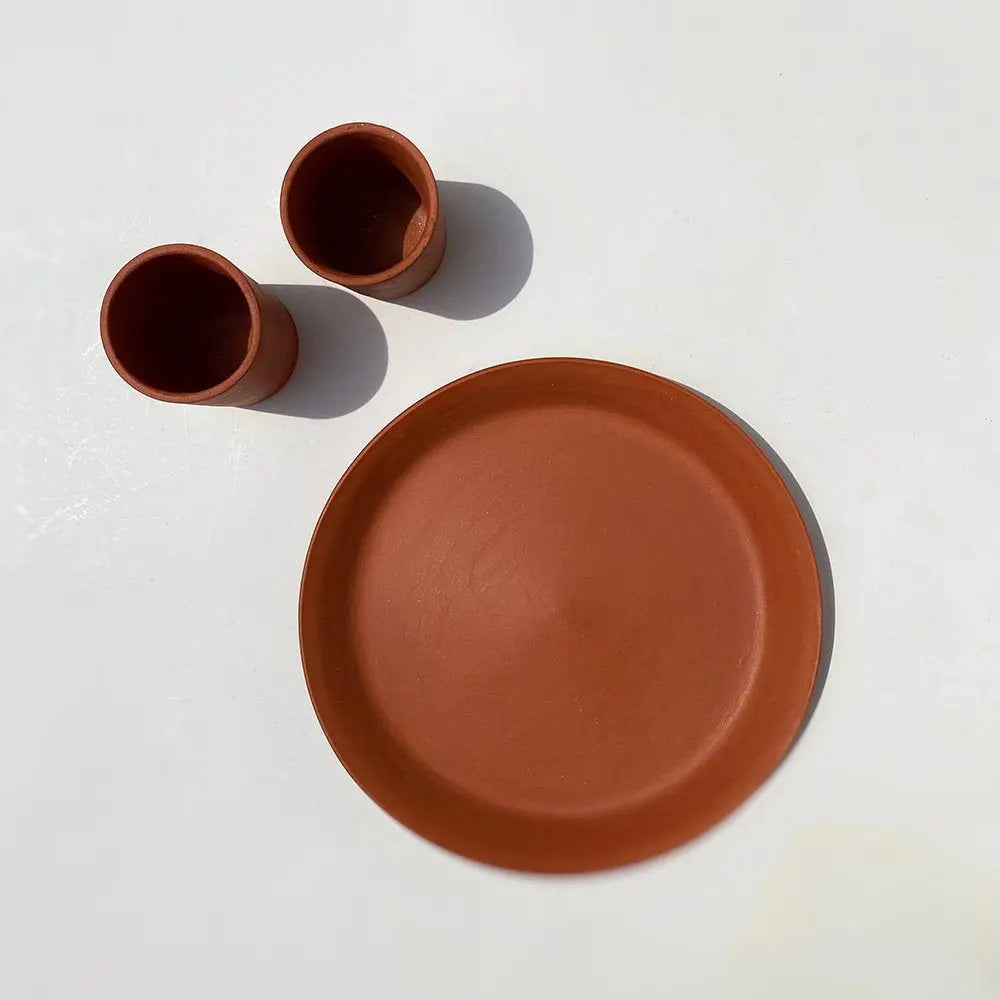 Terracotta Dinner Plate and Glass set Amalfiee_Ceramics