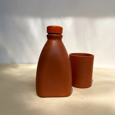 Terracotta Handmade 500ml Drinking Water Bottle and Glass Amalfiee_Ceramics