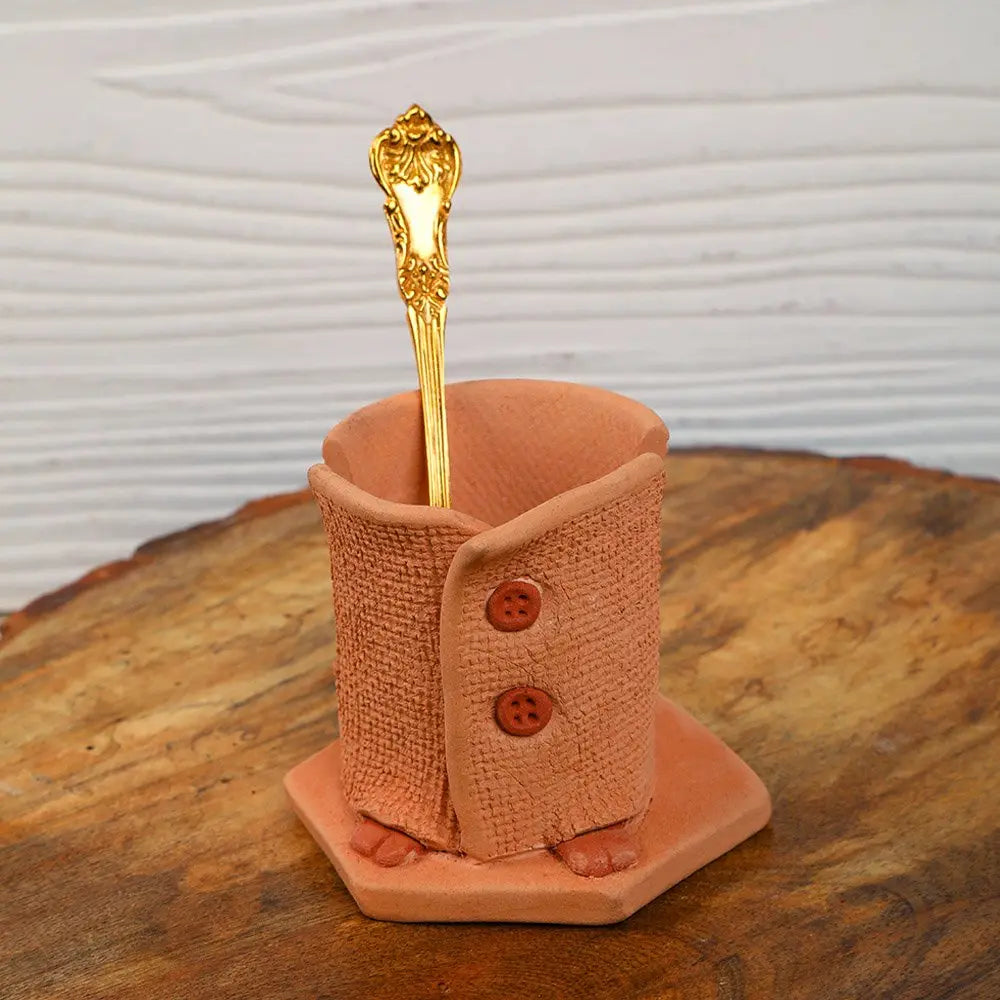 Terracotta Pen Pencil Stand Amalfiee_Ceramics