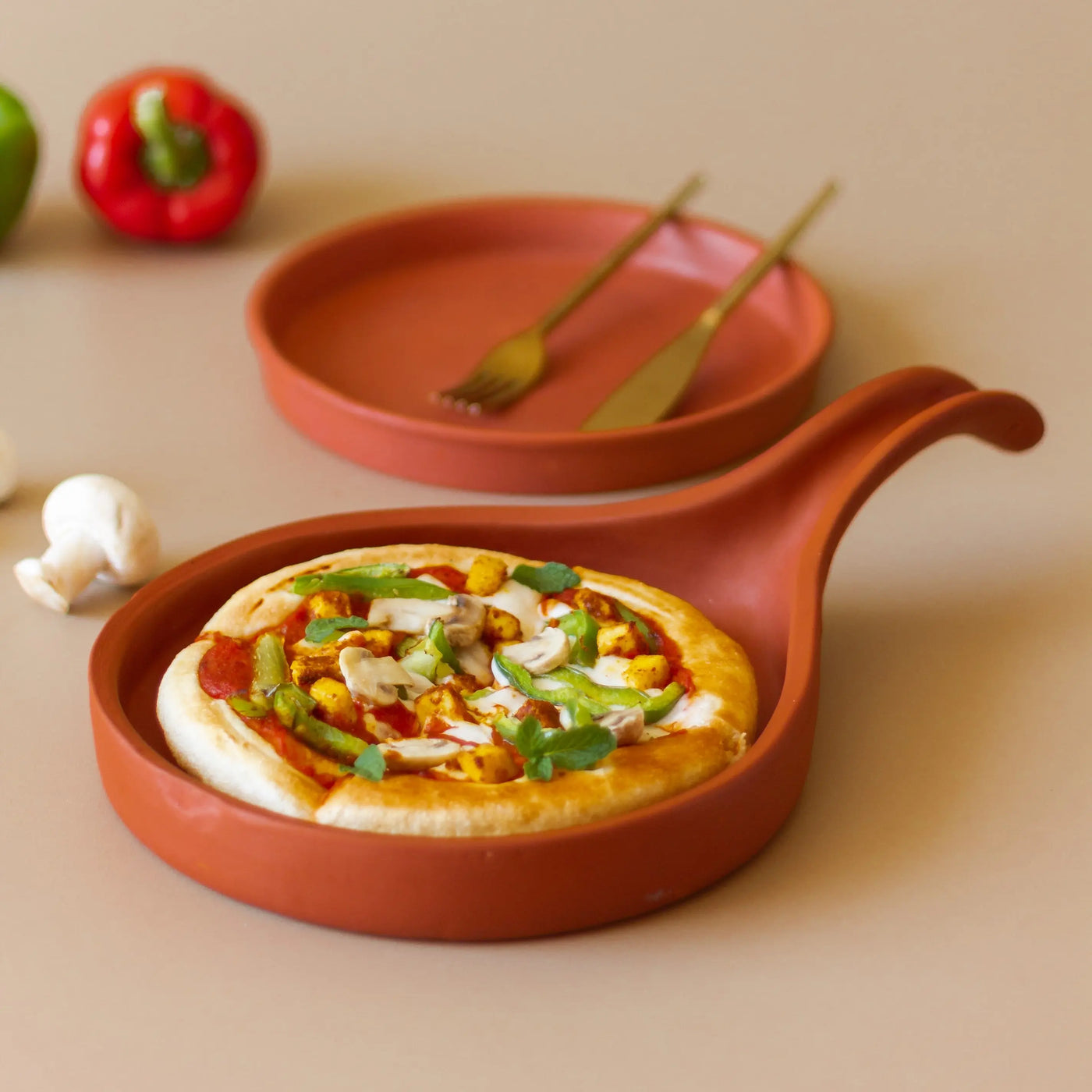 Terracotta Pizza Pan And Serving Plate Set Amalfiee Ceramics