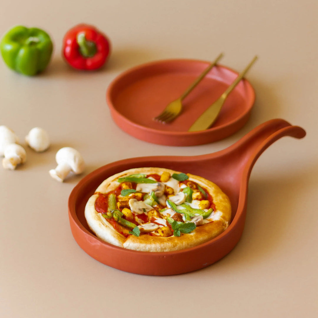Terracotta Pizza Pan And Serving Plate Set Amalfiee Ceramics